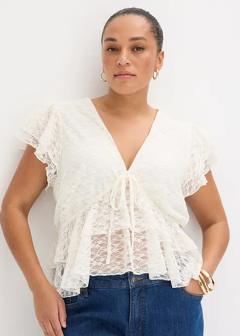 Kort blondetopp, bonprix