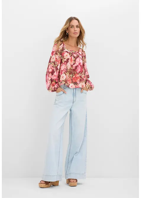 Bluse med ballongkant nede, bonprix