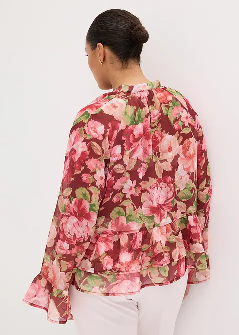 Chiffonbluse med volanger, bonprix