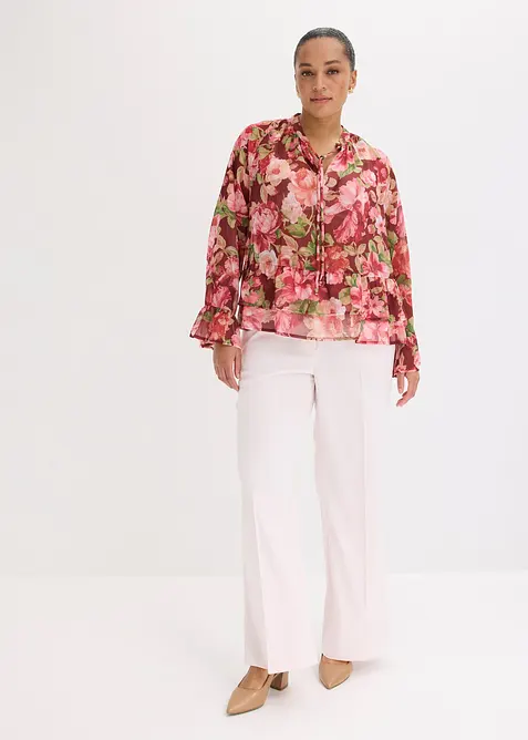 Chiffonbluse med volanger, bonprix