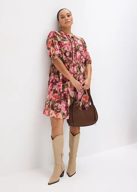 Tunikakjole med blonde, bonprix