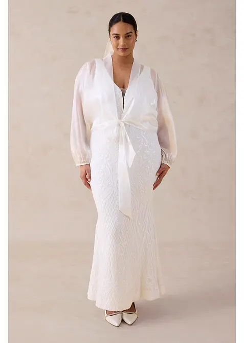 Brudekjole med paljettbroderier, bonprix