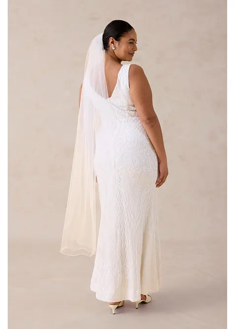 Brudekjole med paljettbroderier, bonprix