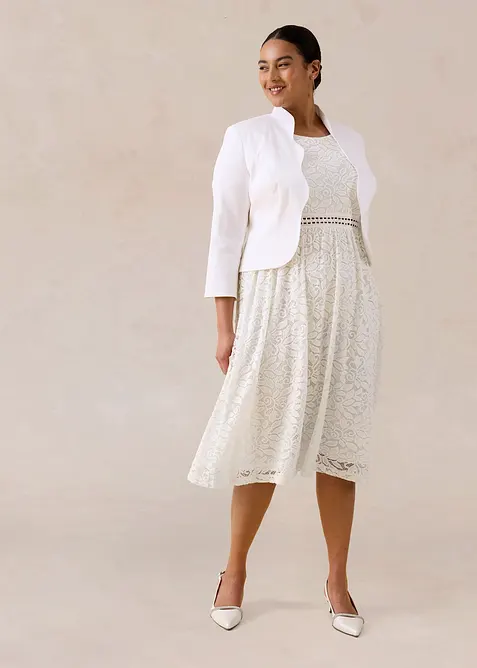 Jerseykjole med heklet innfelling i midjen, bonprix