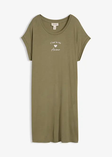 Jerseykjole med broderi i viskose med elastan, bonprix