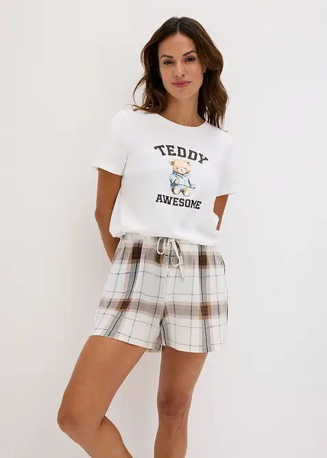 Kort pyjamas i 100% bomull, bonprix