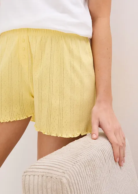 Nattshorts i pointelle (2-pack), bonprix