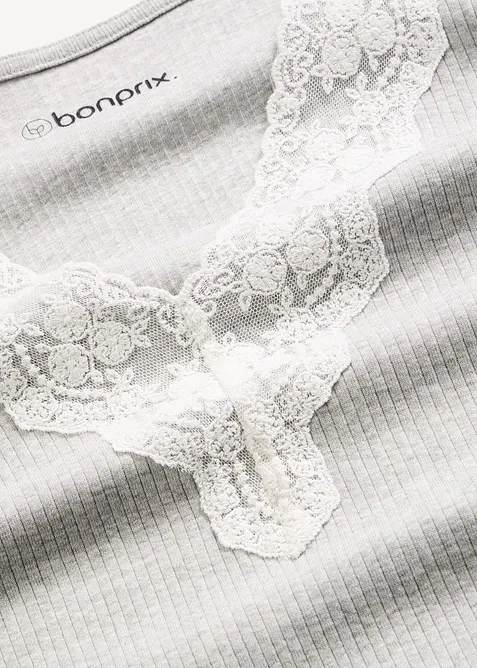 Kort pyjamas i ribbemateriale i 100% bomull, bonprix