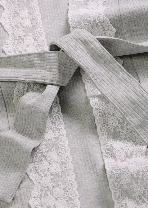 Kimono i ribbet bomullsmateriale, bonprix