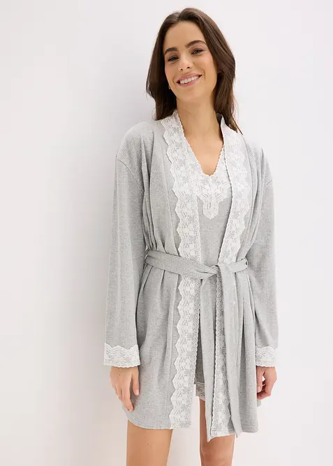 Kimono i ribbet bomullsmateriale, bonprix