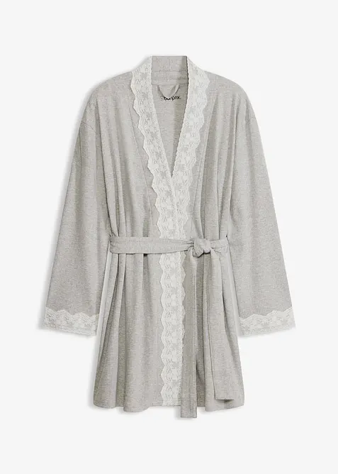 Kimono i ribbet bomullsmateriale, bonprix