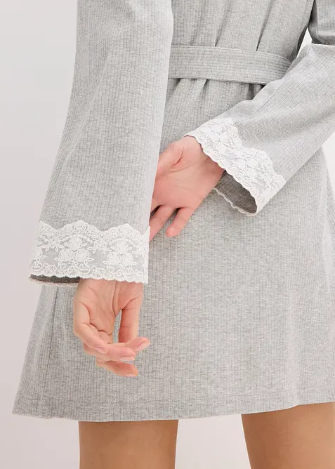 Kimono i ribbet bomullsmateriale, bonprix