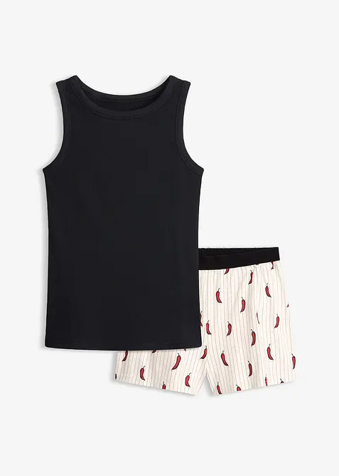 Kort pyjamas med ribbet singlet, bonprix