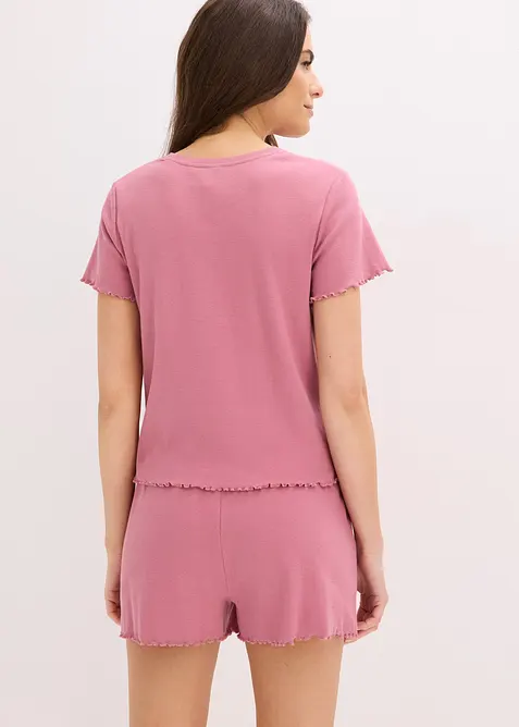 Kort pyjamas av ribbet materiale, bonprix
