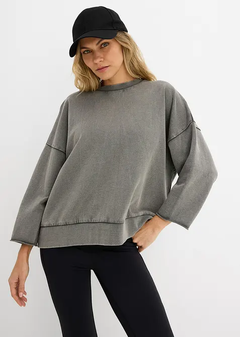 Oversized sweatshirt i bomullsmiks, bonprix