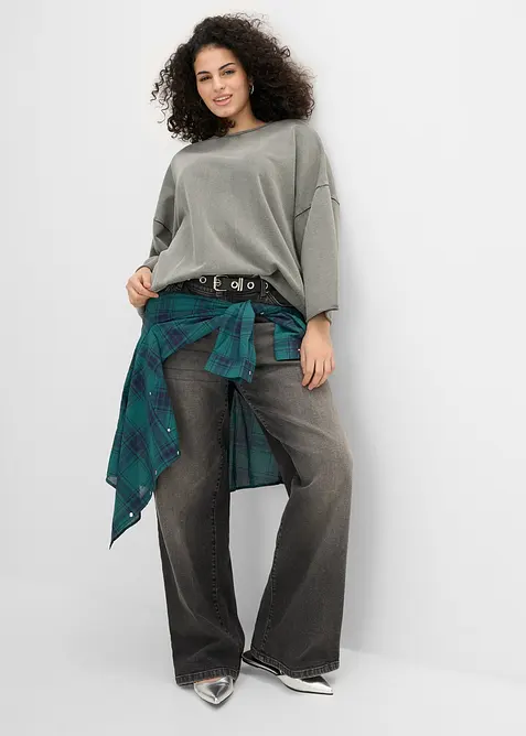 Oversized sweatshirt i bomullsmiks, bonprix