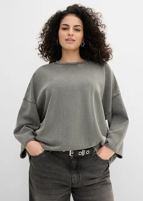 Oversized sweatshirt i bomullsmiks, bonprix