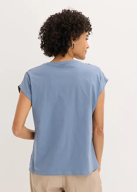 Topp med vevd innfelling og glitterstener, bonprix