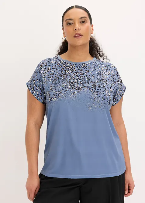 Topp med vevd innfelling og glitterstener, bonprix