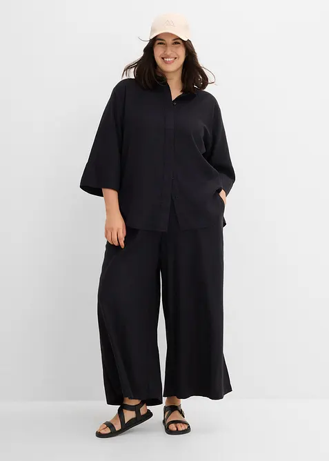 Skjorte i kj&oslash;lende linmiks, bonprix