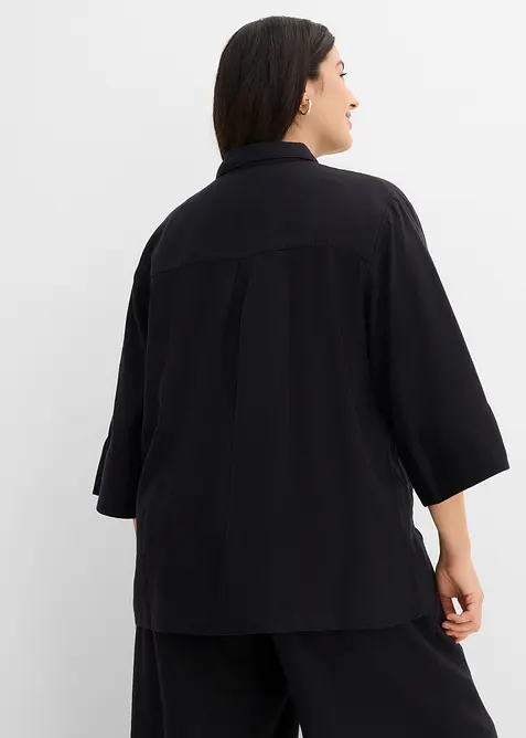 Skjorte i kj&oslash;lende linmiks, bonprix