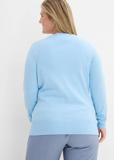 Finstrikket cardigan med knappestolpe, bonprix