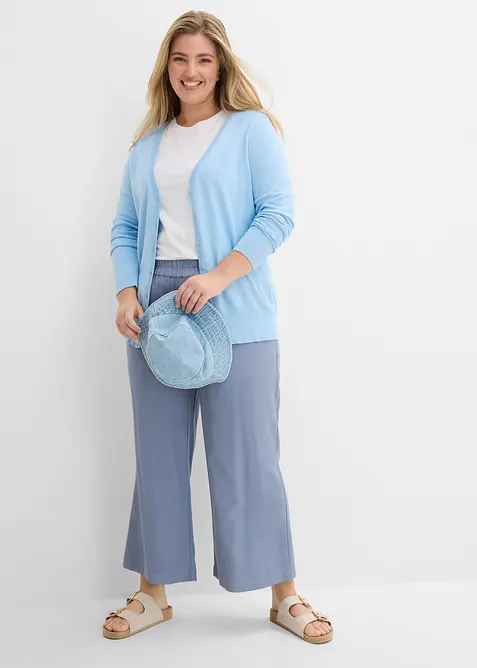 Finstrikket cardigan med knappestolpe, bonprix