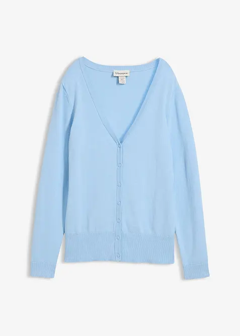 Finstrikket cardigan med knappestolpe, bonprix