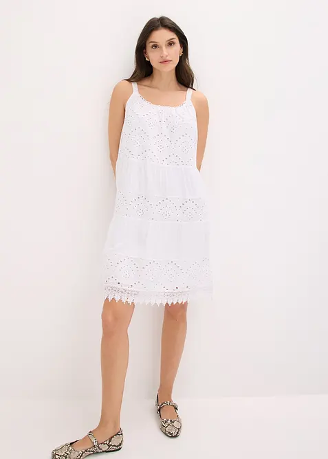 Stroppekjole i viskose med blonder, bonprix