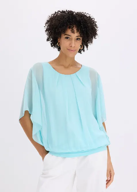 Chiffonbluse med f&ocirc;r, bonprix