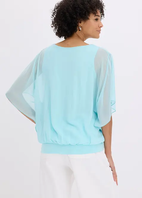 Chiffonbluse med f&ocirc;r, bonprix