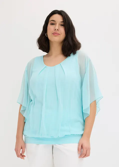 Chiffonbluse med f&ocirc;r, bonprix