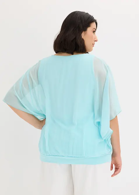 Chiffonbluse med f&ocirc;r, bonprix