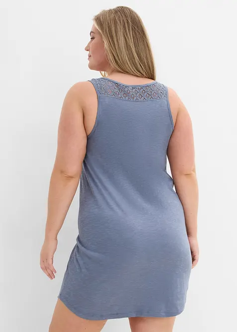 Trikotkjole i bomull med blonder, bonprix