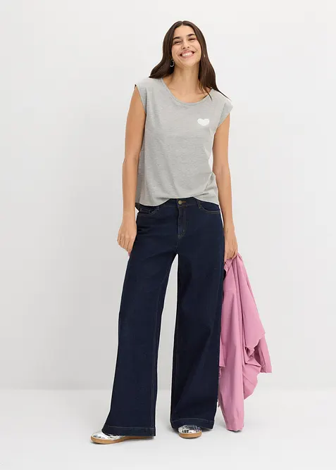 Topp i lett viskosemiks med lengre bakstykke, bonprix