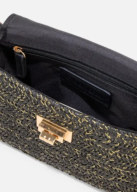 Skulderveske i str&aring;look med glittertr&aring;der, bonprix