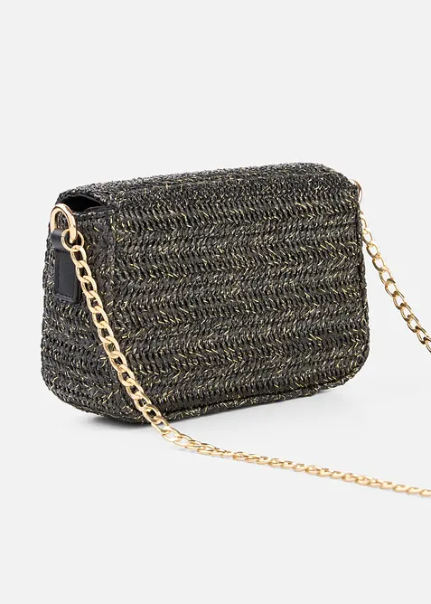 Skulderveske i str&aring;look med glittertr&aring;der, bonprix