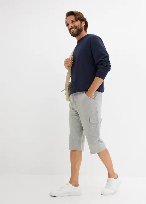 Lang cargo-bermudashorts i 100% bomullstrikot, Regular fit, bonprix