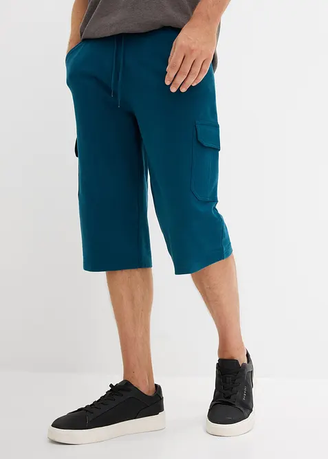 Lang cargo-bermudashorts i 100% bomullstrikot, Regular fit, bonprix
