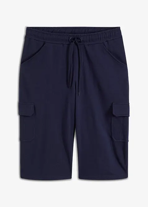 Lang cargo-bermudashorts i 100% bomullstrikot, Regular fit, bonprix