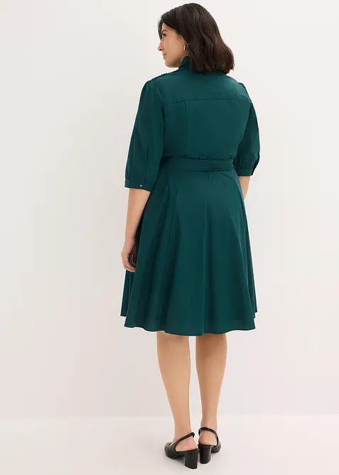 Skjortekjole med blonder og knytebelte, bonprix