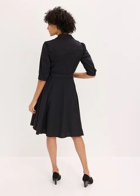 Skjortekjole med blonder og knytebelte, bonprix