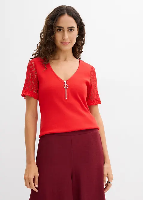 Ribbet topp i bomull, bonprix