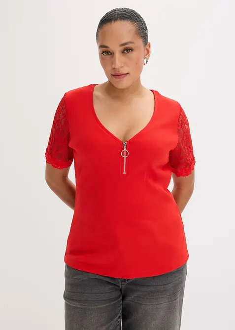 Ribbet topp i bomull, bonprix