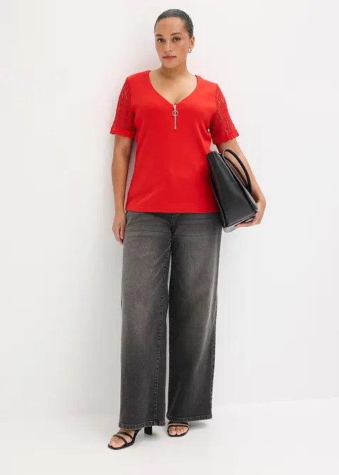 Ribbet topp i bomull, bonprix