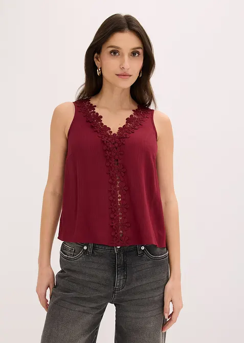 Ermel&oslash;s, krinklet bluse, bonprix