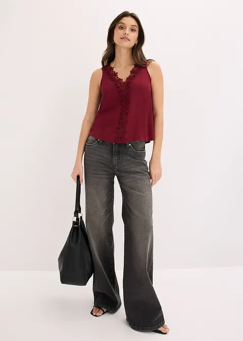 Ermel&oslash;s, krinklet bluse, bonprix