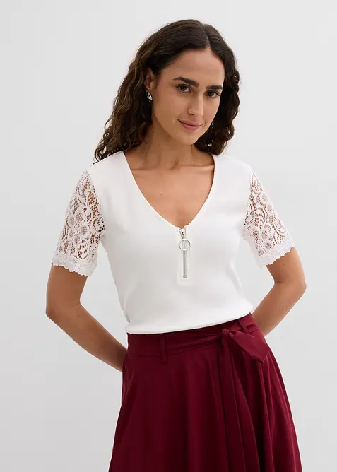 Ribbet topp i bomull, bonprix