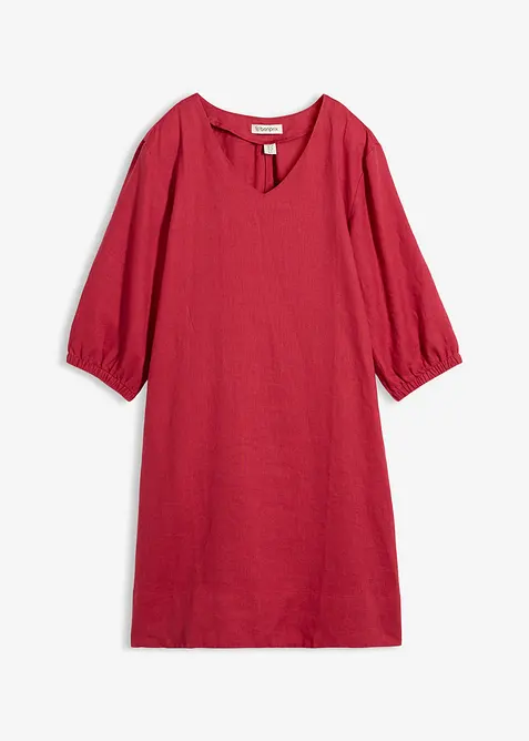 Kjole i 100% lin, 3/4-lange ermer, bonprix