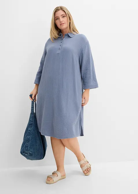 Skjortekjole i myk bomullsmusselin, bonprix